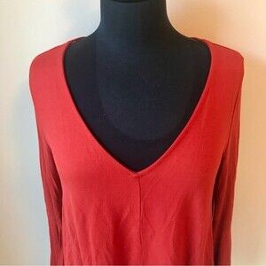 ALTAR’D STATE Blouse V-neck Top Burnt Orange Lace Bell Sleeve Peasant Shirt NWT